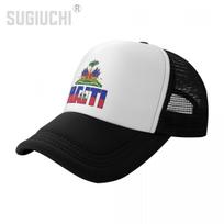 Mesh Cap Hat Haiti Letter Flag Emblem Trucker Birthday Gift for Unisex WoUnisex born All the people Retro Baseball Caps Cool One Size white