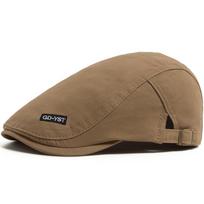 Embroidery front and back two wearing beret ladies retro painter forward hat men's fashion cap cotton spring and autumn hat Adjustable chaki
