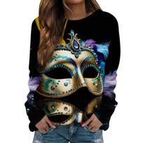 Women's Fashion Casual Long Sleeved Print Round Neck Sweater Top L juoda