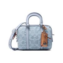 Coach Ruby 18 Arklių ir vežimo logotipas Klasikinis drobės ir odos Boston krepšys Moteriškos rankinės Mėlyna CJ832-LHPBU Basic Set (Bag+Dust Bag)