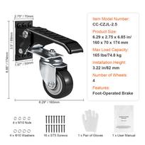 SucceBuy 165 lbs 2.5  Set of 4 Workbench Caster Wheels Mounted Retractable Stepdown Wheel 360° Swivel for Tables and Equipment