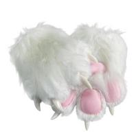 Furry Cat Paw Gloves Plush Animal Paw Mitts Cat Claw Mittens Fluffy Cosplay Gloves for Costume Party Accessories rožinė