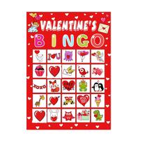 Valentine Bingo Game Card for Kids and Adults with Assorted Cartoon Animal and Heart Themed Prints for Party Activities One Size