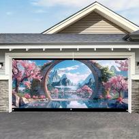 2D Fantasy Cherry Blossom Portal Backdrop for Garage Door & Party Decor 47.2x31.5inch/120*80cm