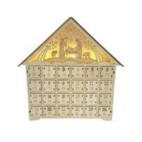 Wood Christmas Advents Calendar Convenient Wood Christmas Countdowns Calendar with LED Lighting and 24 Drawers 1