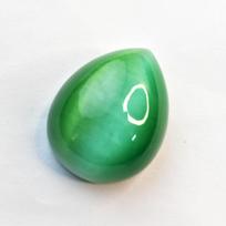 Sri Lankan Cat's Eye NATURAL Green Cabochon Cut CERTIFIED 81 Ct Loose Gemstone 29.6 mm žalia
