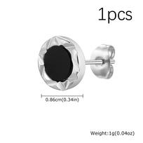 Black Onyx Round Metal Stud Earrings,Hip Hop Edge-Cut Textured Small Ear Studs,Unisex Piercing Earring Jewelry Gifts