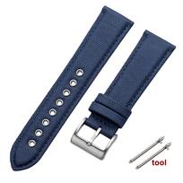 22mm Sailcloth Watch Strap for Omega for Seiko Business Nylon Matte Buckle Waterproof Bracelet Men Women Quick Release Watchband 22mm&Silver Buckle mėlyna