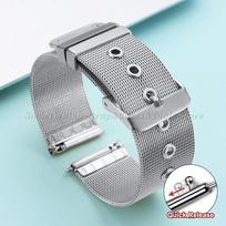 0.4mm Mesh Milanese Stainless Steel Watch Strap 18mm 20mm 22mm 24mm Silver Mesh Milanese Pinhole Buckle Metal Watch Band for Men 18mm sidabras