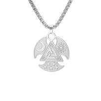 LIKGREAT Norse Odin Runes Necklace Viking Mythology Symbol Pendant  Protection Talisman Wiccan Stainless Steel Jewelry Gift
