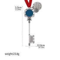 Christmas Santa Magic Key Ornament With Red Ribbon Rope Chain Keychain Christmas Tree Decoration Metal Jewelry Accessories Gift