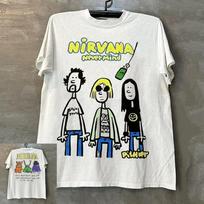 Rock Band Nirvana Print Men's 100%Cotton Shirt Y2k Hiphop Style Graphic Tshirt Unisex O-neck Short Sleeve Streetwear Women Shirt S įvairiaspalvis