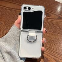 Transparent Ring Holder Case for Samsung Galaxy Z Flip 6  4 Hard Ultra Slim Clear Acrylic Cover for Samsung flip6 Flip For Samsung Z Flip 5