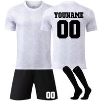 Short Sleeve Soccer Uniform Set with Shirt Shorts and Socks Breathable Athletic Team Sportswear for Men Women Youth XXL