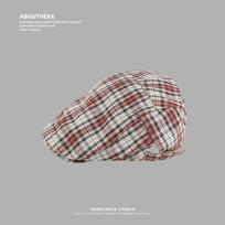 Vintage Checkered Hats Women's Unique Tie-Back Bow Berets Forward-Facing Caps Backward-Worn Baseball Caps Newsboy Caps and Painter's Hats M（56-58cm） raudona