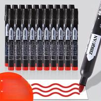 10pcs Waterproof Markers,2mm Fine Tip - Ideal for Paper,Steel,Glass - Perfect for School & Office Use, Smooth Writing Experience raudona
