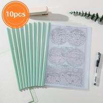 10pcs A4 Transparent Retractable File Folders -Durable Plastic Expandable Document Organizer for Reports,Resumes,School Supplies žalia