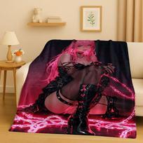 02 Sexy Girl Zero Two DARLING in The FRANXX Cartoon Flannel Blanket,Soft Warm Plush Throw for Home Bedroom Bed Sofa Cover Office 75x90cm