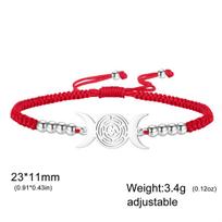 EUEAVAN Triple Moon Goddess Bracelet Stainless Steel Hecate Wheel Bracelet Adjustable Rope Chain Witch Amulet Jewelry Wholesale