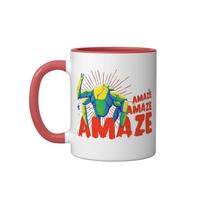 Ceramic Mug with Creative Letter Print Modern Office and Home Use Large Capacity Coffee Cup with Artistic Handle Design One Size