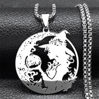 Witch Ball Moon Spell Pendant Necklace for Women/Men Silver Color Stainless Steel Wicca Pagan Chain Jewelry colier NZZZ526S02