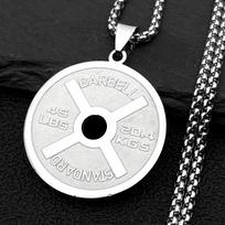 Vintage Punk Barbell Plates 45 LB Dumbbell Pendant Necklace for Women Men Stainless Steel Gold Color Fitness Gym Sports Jewelry