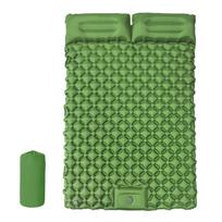 Outdoor Inflatable Sleeping Pad Double Camping Mattress Self-Inflating Air Bed with Foot Pump and Integrated Pillows for Hiking and Backpacking