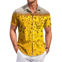 Men's Casual Short Sleeve Button Down Shirt Oktoberfest Beer Festival Print Lightweight Breathable Summer Shirt XXXL geltona