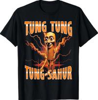 Surreal Italian Brainrot Meme Tung Tung Tung Sahur T- Shirt 4XL