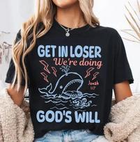 Funny Prophet Whale Bible Story Christian Graphic T  Shirt M