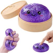 Antistresinys Squishy koldūno žaislas Kawaii su blizgučiais ir geliu, greitai atšokantis, suaugusiems ir vaikams, violetinis