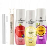 Zestaw Syrop Koncentrat Do Wody Sodastream Bez Cukru 3X440Ml Słomki