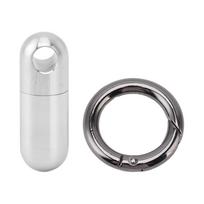 Small Pocket Medicine Box Keychain Stainless Steel Portable Medicine Case Keychain for Outdoor
