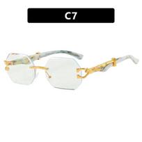 Rimless Square Sunglasses Men With Hexagon Retro Frameless Sun Glasses for Women 2024 Luxury Brand Designer Eyewear UV400 Shades balta