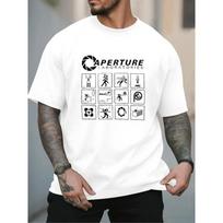 Men's Retro Portal Warning Sign T-Shirt - Aperture Laboratories Print, Soft Round Neck Short Sleeve Tee Suitable for Gamers, Casual Summer Wear S balta