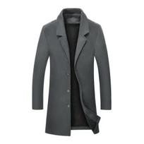 Vyriškas rudeninis žieminis paltas storas ilgomis rankovėmis apverčiamas apykaklė Slim Fit, atsparus vėjui, vientisos spalvos, vienaeiliai vidutinio ilgio sagos Vyriška iškilminga striukė XL tamsiai pilka spalva