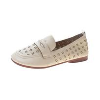 Vasaros etninio stiliaus tuščiaviduriai retro loafer prisegami maži odiniai batai moteriški Seksualūs sandalai Elegantiški blizgūs patogūs sandalai moteriški kvėpuojantys batai 35 smėlis