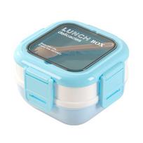 Adult Bento Box Food Grade Stainless Steel Lunch Container Two Stackable Leak-Proof Compartments Microwave Dishwasher Safe Lunch Box Dual Layer mėlyna