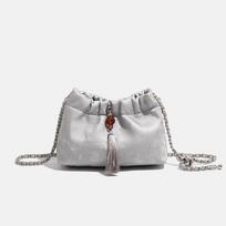 Folded Clouds, Beaded Chains, Bucket Bag, Dumpling Bag, Single-shoulder Cross-body Bag sidabras