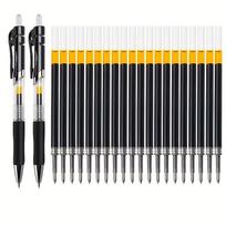 2-Pen + 20 Refills 0.5mm Retractable Gel Pen Set, Ballpoint Pens for Writing, Refillable Office Supplies, School Ballpoint Pens juoda