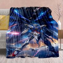 Gundam Anime Flannel Blanket - Soft Warm Perfect for Sofa, Bedding Camping Travel Office Home Decor -QJY 75x90cm