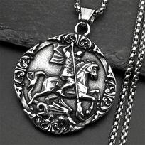 Šventasis Jurgis SAUGOK MUS Krikščioniškas Nerūdijančio Plieno Pakabukas Karoliai Moterims Vyrams Auksinės Spalvos St. George Karoliai Choker Papuošalai gray