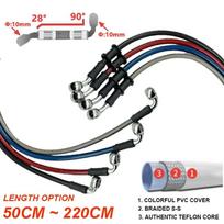 10mm 28-90 Degree Motorcycle Dirt Bike Braided Line Steel Brake Hose Cable Hydraulic Banjo Pipe 300-2200mm Universal Racing Blue Blue 30cm