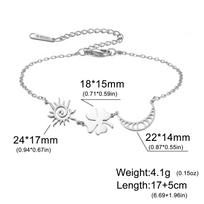 Lucktune Triple Nature Protection Bracelet Stainless Steel Womenn's Hand Bracelet Sun Moon Four Clover Jewelry Party Gifts Sale 17-21CM