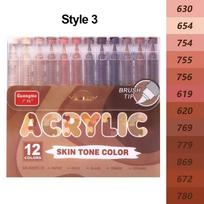 12-Colors Acrylic Marker Pen Quick-Drying Softhead Painting Colour Pen Art Stationery Vibrant Colors Straight Liquid Marker