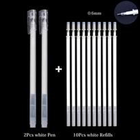 White Gel Pen set Highlight Paint White Marker Pen 0.8mm Fine Tip Refill Rod for Student Drawing Art Writing Supplies