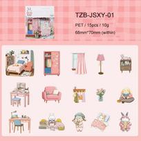 Residences Whispers Series Cute Cartoon Life Home Landscape PET Sticker Creative DIY Journal Material Collage Stationery