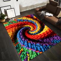 Colorful Swirl Knitted Texture Design Area Rug for Modern Home Decor Suitable for use as an anti-slip for living room bedroom sofas 40x60cm( 15x23in )