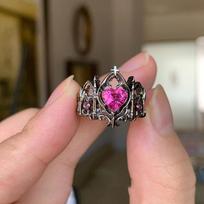 Gothic cross crown love ring women's niche light luxury French medieval ring opening high-end ring