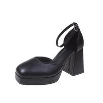 Barbie shoes women's 2025 Korean version women's new shoes summer thick heels high heels waterproof table hollow Mary Jane single shoes 35 juoda